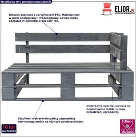 Ławka ogrodowa z palet Cocoro 2X - szara