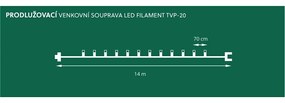 Łańcuch świetlny Szyszka, 20 żarówek LED Filament,czarny kabel, przedłużenie