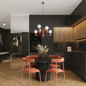 Żyrandol HALO 6 ochra czerwona ryflowana SOLLUX  LIGHTING