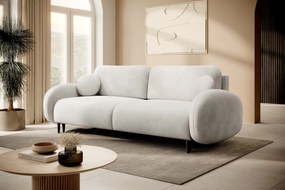 Masseno Sofa AGIO z funkcją spania i pojemnikiem na pościel, Rozkładana sofa - Kremowy, RUN AGAIN 01