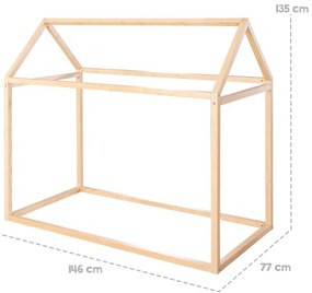 Naturalne łóżko dziecięce w kształcie domku 70x140 cm Montessori – Roba