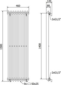 Mexen Atlanta grzejnik dekoracyjny 1500 x 460 mm, 894 W, biały - W211-1500-460-00-20