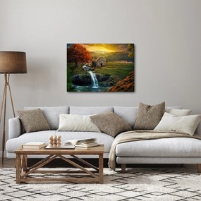 Obraz domku w bajkowym krajobrazie (70x50 cm)