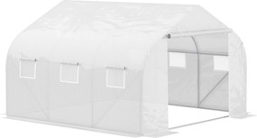 Outsunny Szklarnia Tunelowa z Metalową Konstrukcją Przestronna i Wytrzymała 35x3x2m Biała | Aosom PL