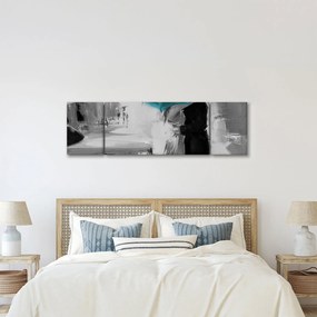 Obraz - Zakochana para z parasolem, niebieski (170x50 cm)