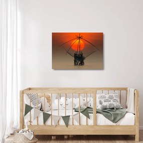 Obraz na szkle - Wschód słońca, jezioro Pakpra (70x50 cm)