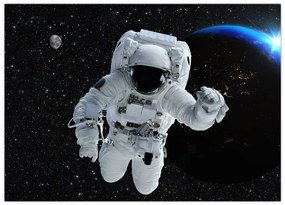 Obraz na szkle - Astronauta w kosmosie (70x50 cm)