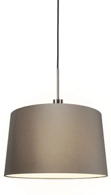 Lampa wisząca stal klosz szarobrązowy 45cm - Combi Nowoczesny Oswietlenie wewnetrzne