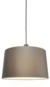 Nowoczesna lampa wisząca stal iczerń zabażurem 45cm taupe - Combi Nowoczesny Oswietlenie wewnetrzne