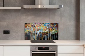 Szklany Panel Pędzle i Kolorowe Ślady Farby