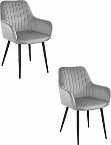 Krzesła do jadalni Valora SELO – srebrno-szary aksamit z czarnymi nogami x2
