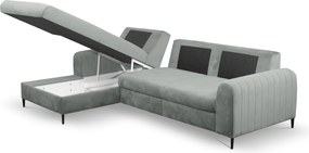 Masseno Narożnik VERONA z funkcją spania i pojemnikiem na pościel Narozniki L, Rozkładana sofa - Szary, VELLUTO GREY 16