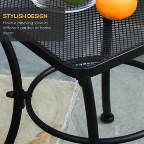 Stolik Ogrodowy Outsunny - Czarny Metal, Idealny na Taras i Balkon, Stylowa i Funkcjonalna Przestrzeń