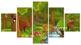 Dziecięcy obraz ze zwierzątkami (125x70 cm)