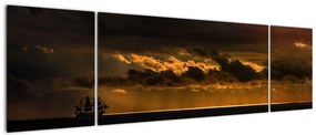Obraz żaglówki o zachodzie słońca (170x50 cm)