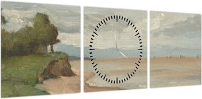 Obraz - Jean-Baptiste-Camille Corot, Beach Near Etretat, reprodukcje (z zegarem) (90x30 cm)