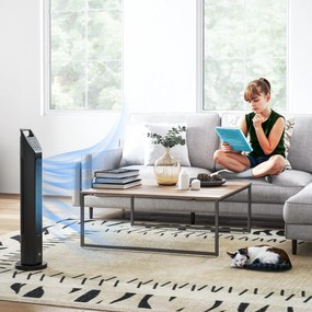 HOMCOM Wentylator stojący, wieżowy, klimatyzacja, 3 tryby, obrotowy, timer, Czarny