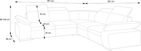 Masseno Narożnik TRENTO z funkcją spania i pojemnikiem na pościel Narozniki L, Rozkładana sofa - Szary, PUENTE 11