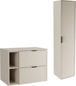 Kaszmirowy Zestaw do Łazienki 80cm Szafka z Blatem Regał Słupek Fronty Ramka Roma