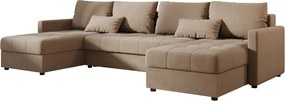 PROMOCJA Rozkładana sofa w kształcie U VENORIA 285x146 cm, beżowa + 2 poduszki ZA DARMO II. gatunek