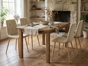 Kremowe aksamitne krzesło LIBRA BUTTER CREAM