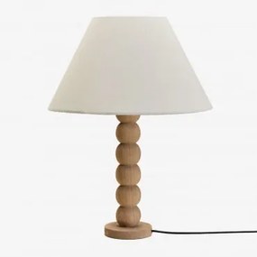 Lampa Stołowa Z Drewna Mango Soler Drewno Mango & Biały Ø40 Cm Menorca - Sklum