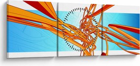 Obraz - Splecione linie, abstrakcja (z zegarem) (90x30 cm)