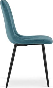 Aksamitne krzesło LAVA PETROL BLUE w kolorze nafty z czarnymi nogami