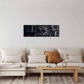 Abstrakcyjny obraz - potłuczone szkło (z zegarem) (90x30 cm)