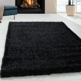 Dywan shaggy poliestrowy Brilliant czarny  140 cm x 200 cm
