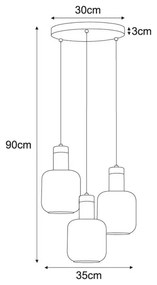 Potrójna lampa nad stół ze szklanymi kloszami - A556 Lefrok
