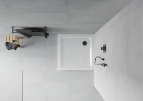 Mexen Flat brodzik kwadratowy slim 70 x 70 cm, biały, syfon czarny - 40107070B