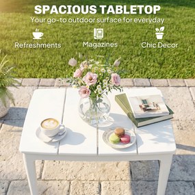 Outsunny Stolik Pomocniczy 70 x 53 cm Odporny na Warunki Atmosferyczne z Tworzywa Sztucznego, Prostokątny, Udźwig 35 kg, Kremowobiały | Aosom PL