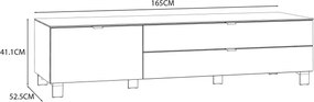 Stolik RTV Poole 121 z szufladami i szafką, kolor szary
