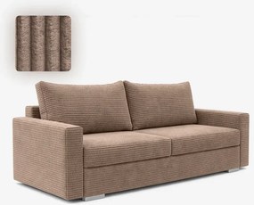 Sofa z Funkcją Spania DRAVOS Ciemnobeżowa Sztruksowa Nowoczesna