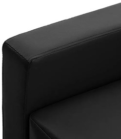 3-osobowa czarna sofa z ekoskóry z podnóżkiem - Lencor 4Q