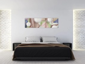 Obraz - Abstrakcja 3D w pastelowych kolorach (170x50 cm)