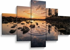 Obraz powierzchni wody o zachodzie słońca (125x70 cm)
