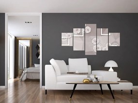 Obraz z beżowymi kwiatami (125x70 cm)