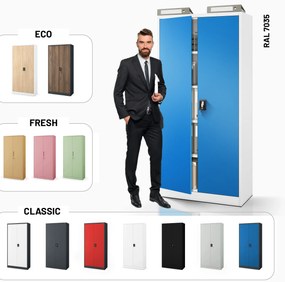 Biurowa szafa metalowa na akta JAN, 900 x 1850 x 400 mm, szaro-niebieska