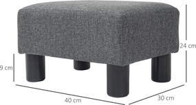 HOMCOM Podnóżek, hoker z materiałem o wyglądzie lnu, wypełnienie z pianki, nogi z plastiku, do różnych pomieszczeń, Szary