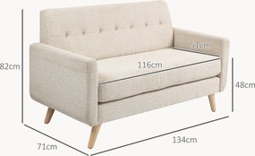HOMCOM Sofa Dwuosobowa, Komfortowa, 134x71x82 cm, Beżowa