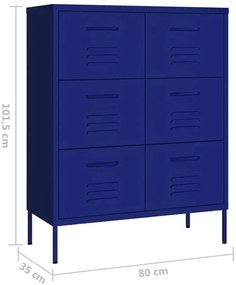 Granatowa stalowa szafka z 6 szufladami - Dova 5X