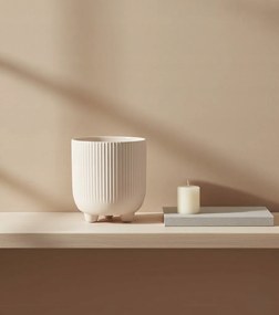 Doniczka Osłonka Beż 15 cm z Ceramiki na Trzech Nóżkach Designerska Donica