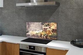 Panel szklany do Kuchni Świąteczne Gałązki i Prezenty