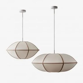 Zestaw 2 Wiszących Lamp Sufitowych Z Lnu Patraix Pszenica Brązowa - Sklum