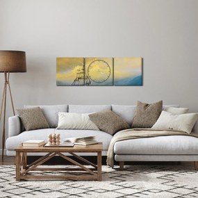 Obraz - Obraz statku ma morzu (z zegarem) (90x30 cm)