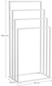 Stojak na ręczniki LINESTRO metalowy z 4 ramionami 93x45cm, biały