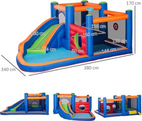 Outsunny Zamek Bawialnia Nadmuchiwany z Zjeżdżalnią Basenem i Strefą Skakania dla 3 Dzieci Wielofunkcyjny | Aosom PL