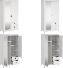 Dwudrzwiowa szafa z lustrem i szufladami Madrid, biały mat